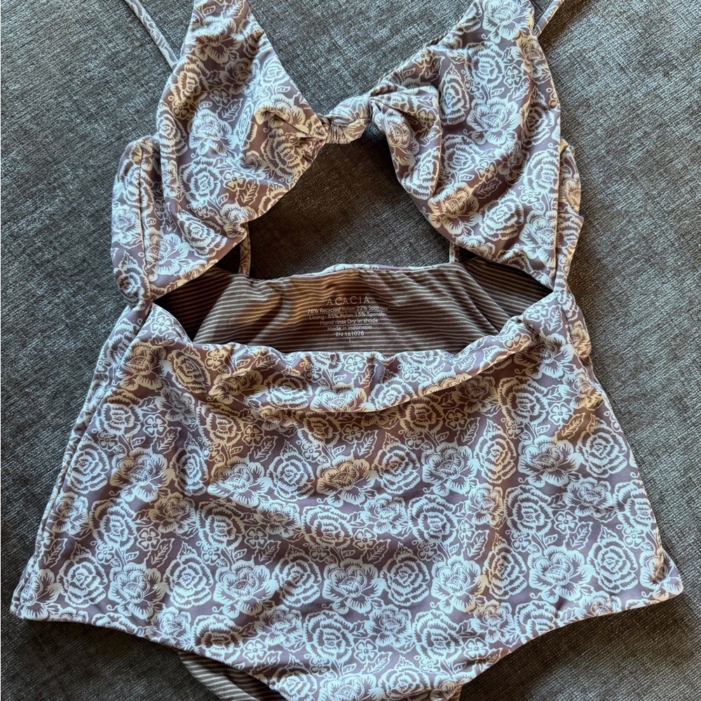 Acacia Swimwear Floral Bikini - Cream and Brown
